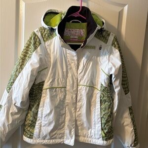 Spyder White and Green Women’s Puffer Jacket